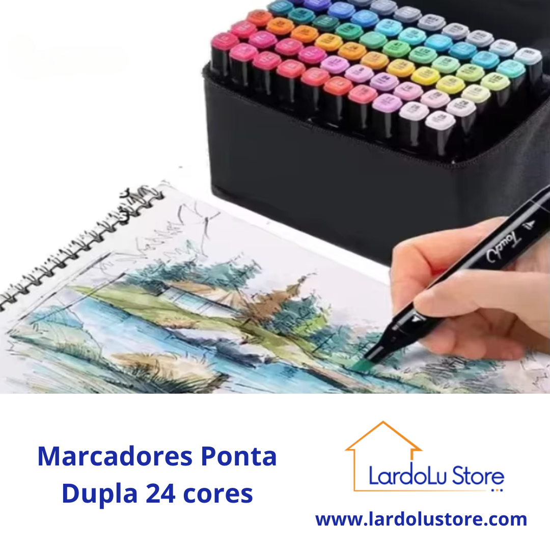 Marcadores de ponta dupla - 24 Cores | Oely Assembly